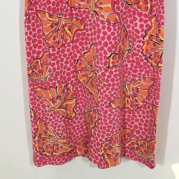 Lilly Pulitzer Butterfly Silk Dress Size 2 Sleeveless V-Neck Pink Knee Length - Picture 4 of 8